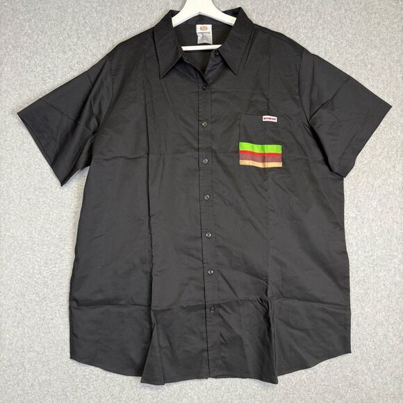 Burger King Female Manager Button Up Short Sleeve Shirt Black Size 2XL - Picture 1 of 6